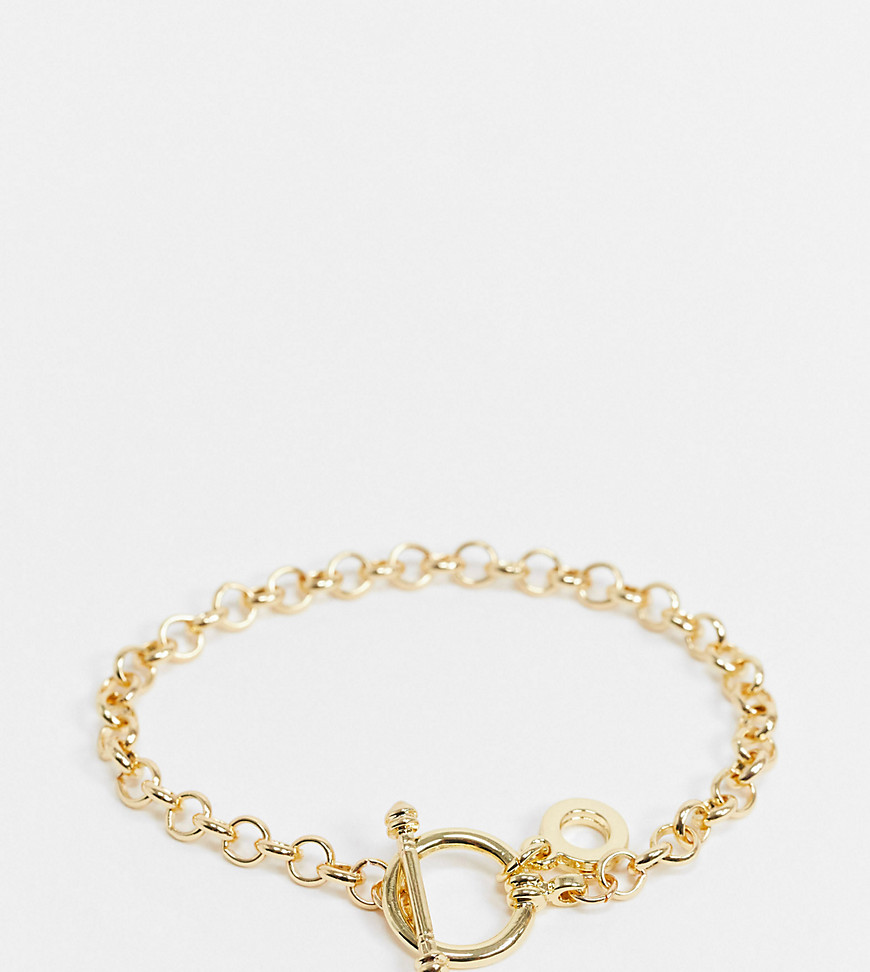 фото Золотистый браслет-цепочка с т-образной застежкой designb london curve-золотой