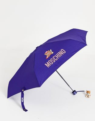 фото Зонт с медведем в бейсболке и с подвеской moschino-голубой