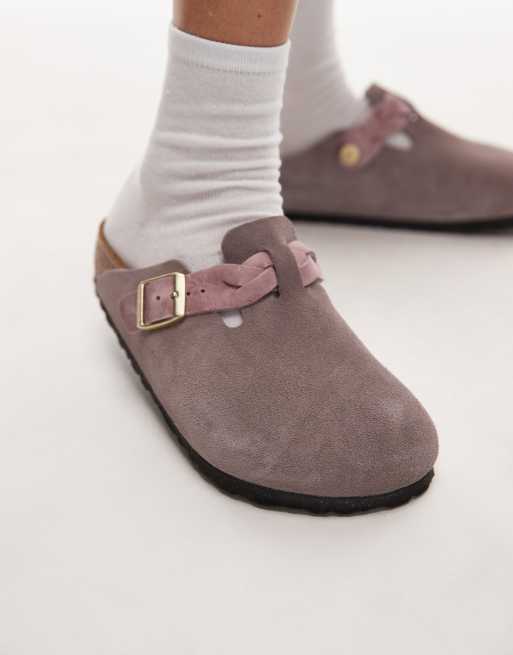 Zuecos morado pálido con detalle trenzado Boston de Birkenstock