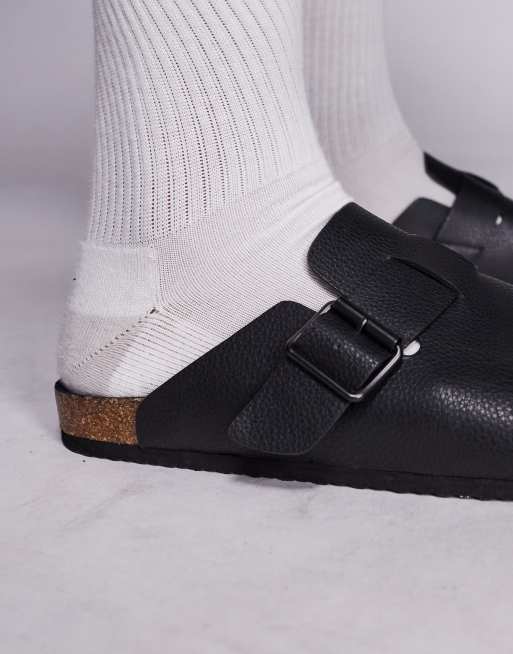 Zuecos negro texturizado con suela de corcho de ASOS DESIGN, 4 de 4