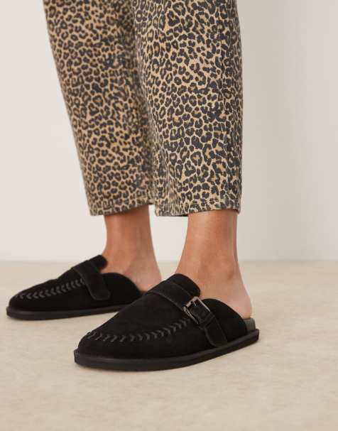 Zuecos negros con hebilla de River Island - view 1