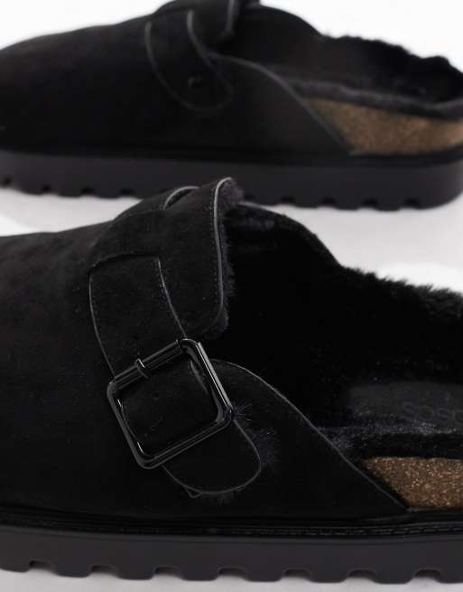 Zuecos negros estilo mules con forro de piel sintética de ASOS DESIGN, 2 de 4