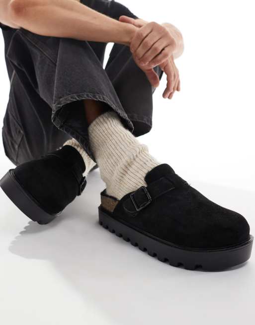 Zuecos negros estilo mules con forro de piel sintética de ASOS DESIGN, 3 de 4