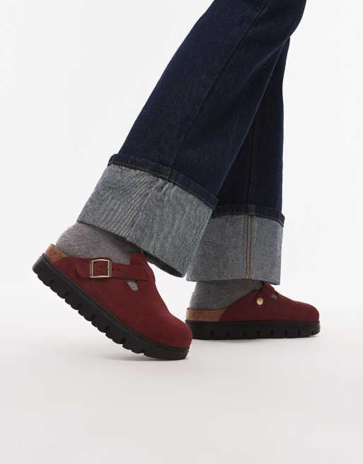 Zuecos rojo uva zinfandel con suela gruesa Boston de Birkenstock