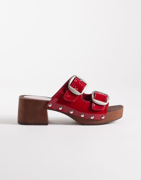 Zuecos rojos de antelina de Glamorous - view 1