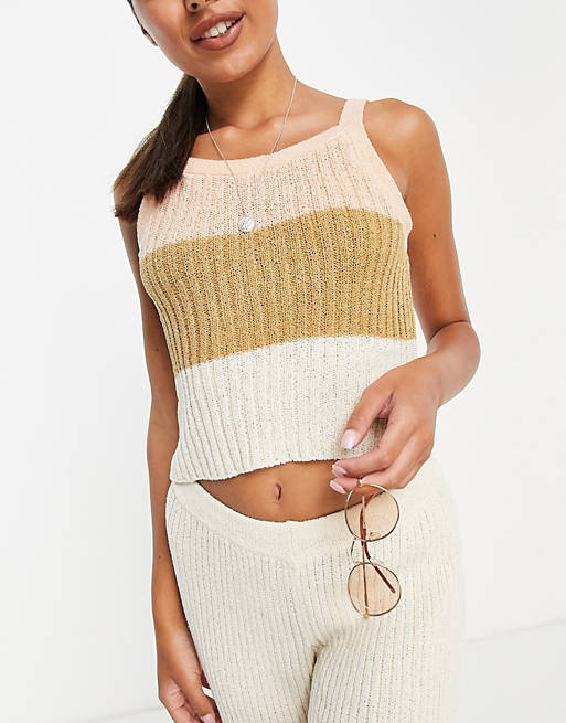 Zulu & Zephyr knitted cami top co-ord in stripe