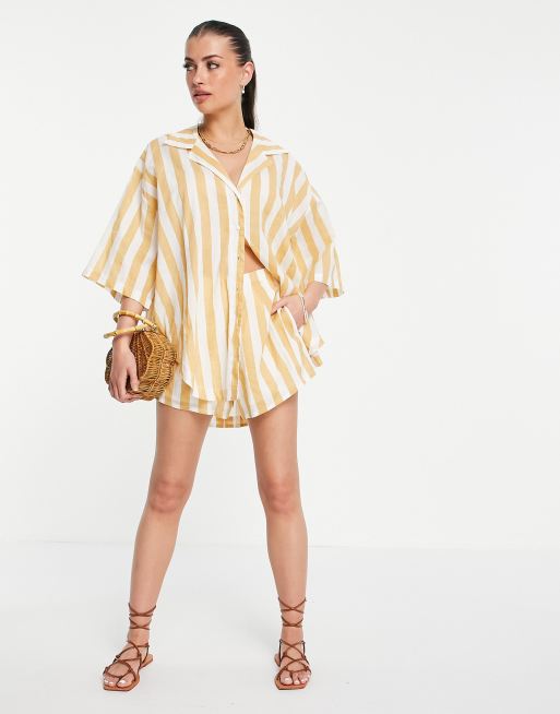 Zulu & Zephyr oversized beach shirt co-ord in stripe, 4 of 4