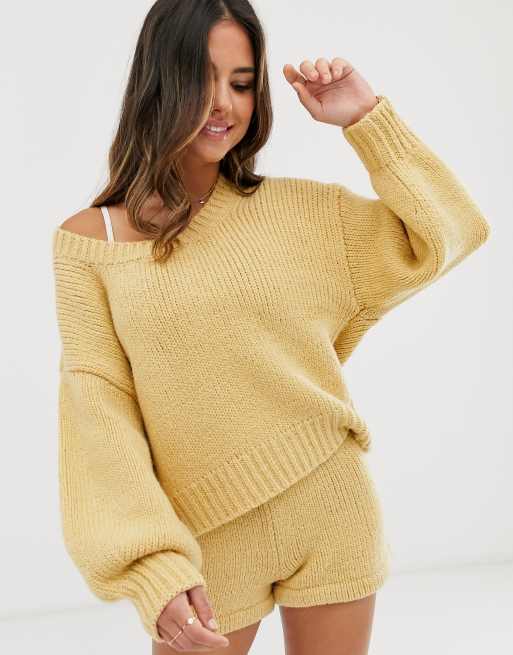 Zulu & Zephyr relaxed oversize knitted beach jumper in oatmeal