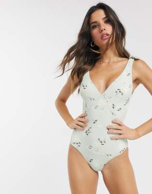 green floral swimsuit