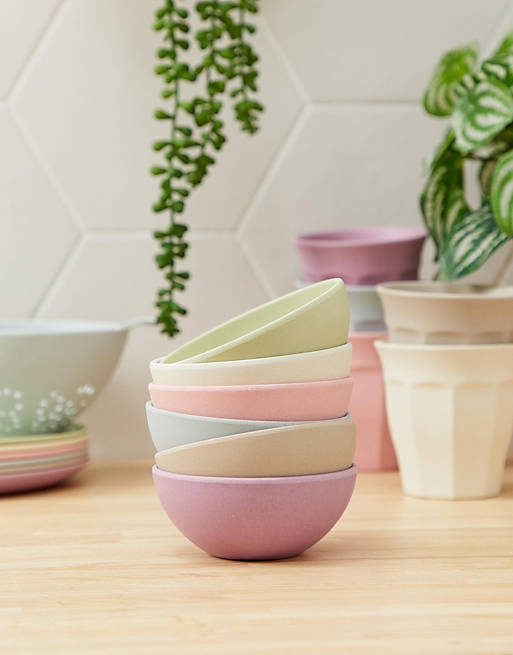 Zuperzozial bamboo biodegradable set of 6 pastel bowls