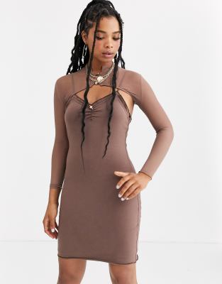 long sleeve mesh dress